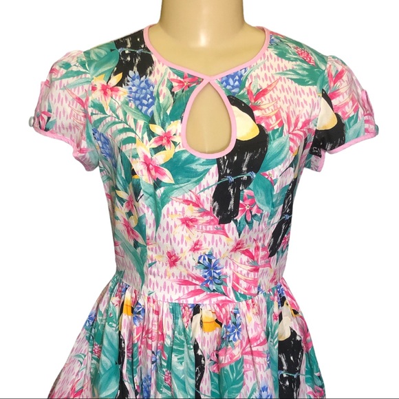 Hell Bunny Toucan Mid Dress w/ Pockets Size US XS / EU8 - Picture 8 of 11